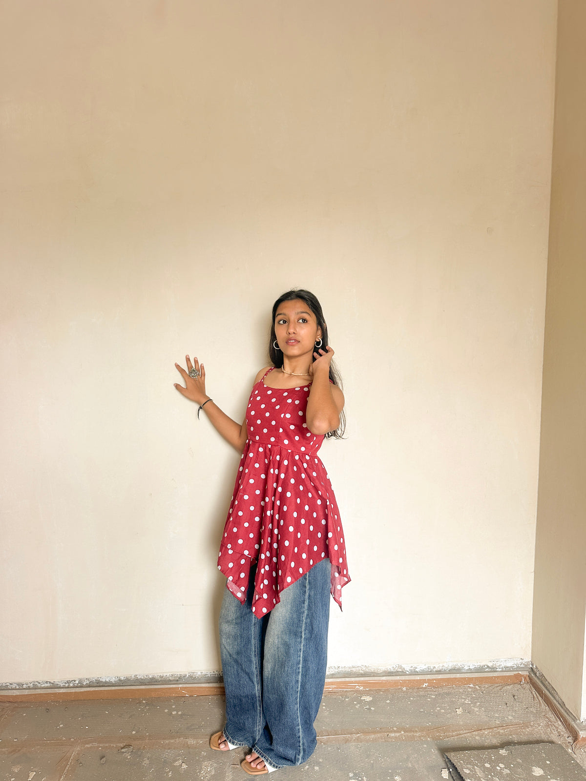 Cherry Dot Flare Kurti