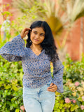 V neck open sleeve short kurti