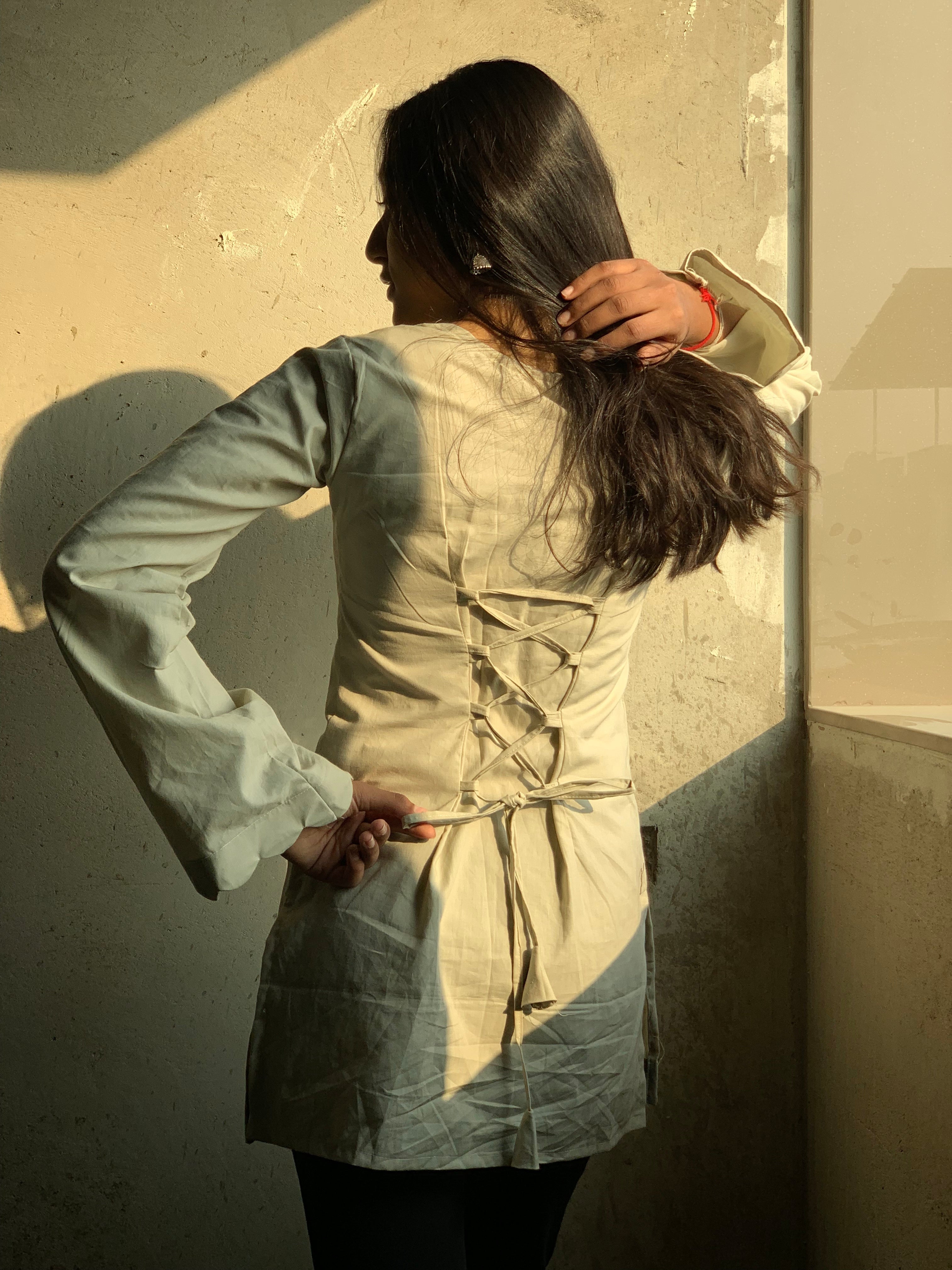 Moon Beige Short V-Neck Kurti