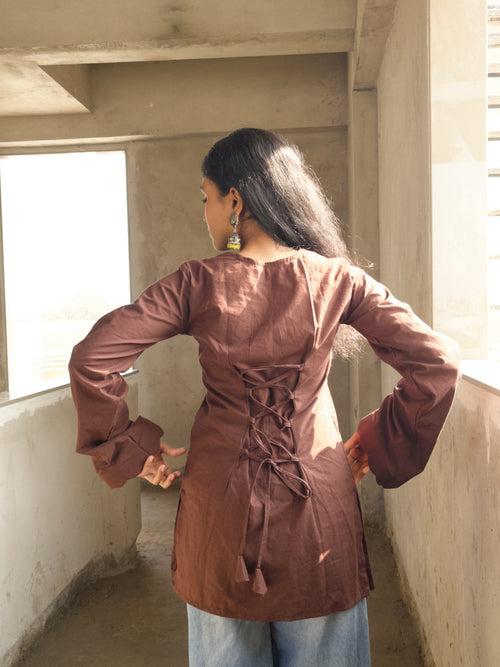 Cocoa Calm Short V-Neck Kurti